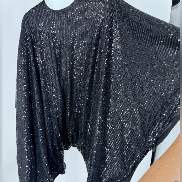 Torrid Sequin Ruana black poncho open front one size fits most festival - Picture 9 of 10